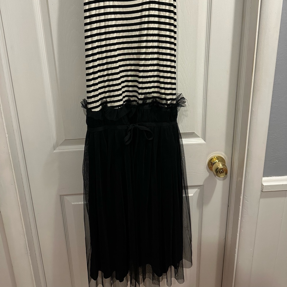 Audrey Ann Striped dress  Black, Cream top sewn on a tulle skirt.